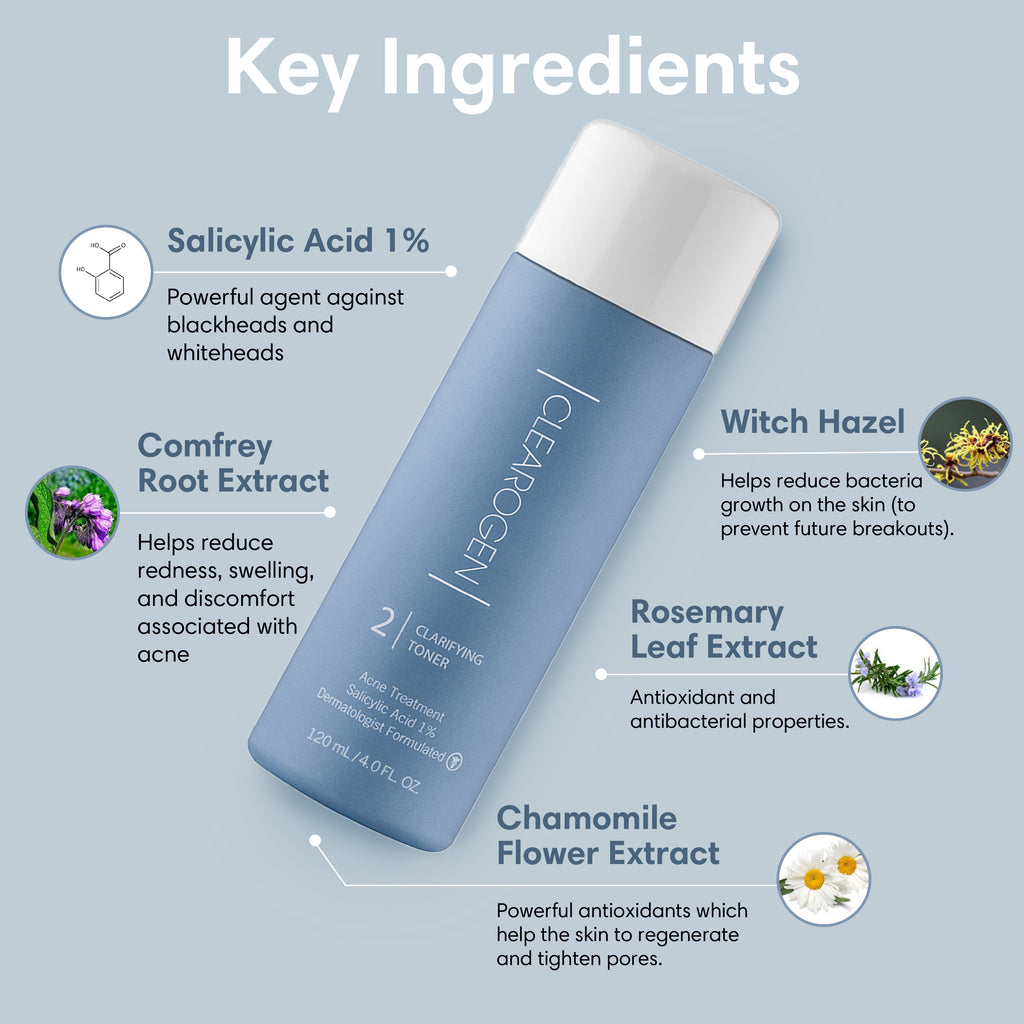 30-Day  Ultimate Acne Clearing 3-Step Treatment with 2.5% Benzoyl Peroxide - Clearogen