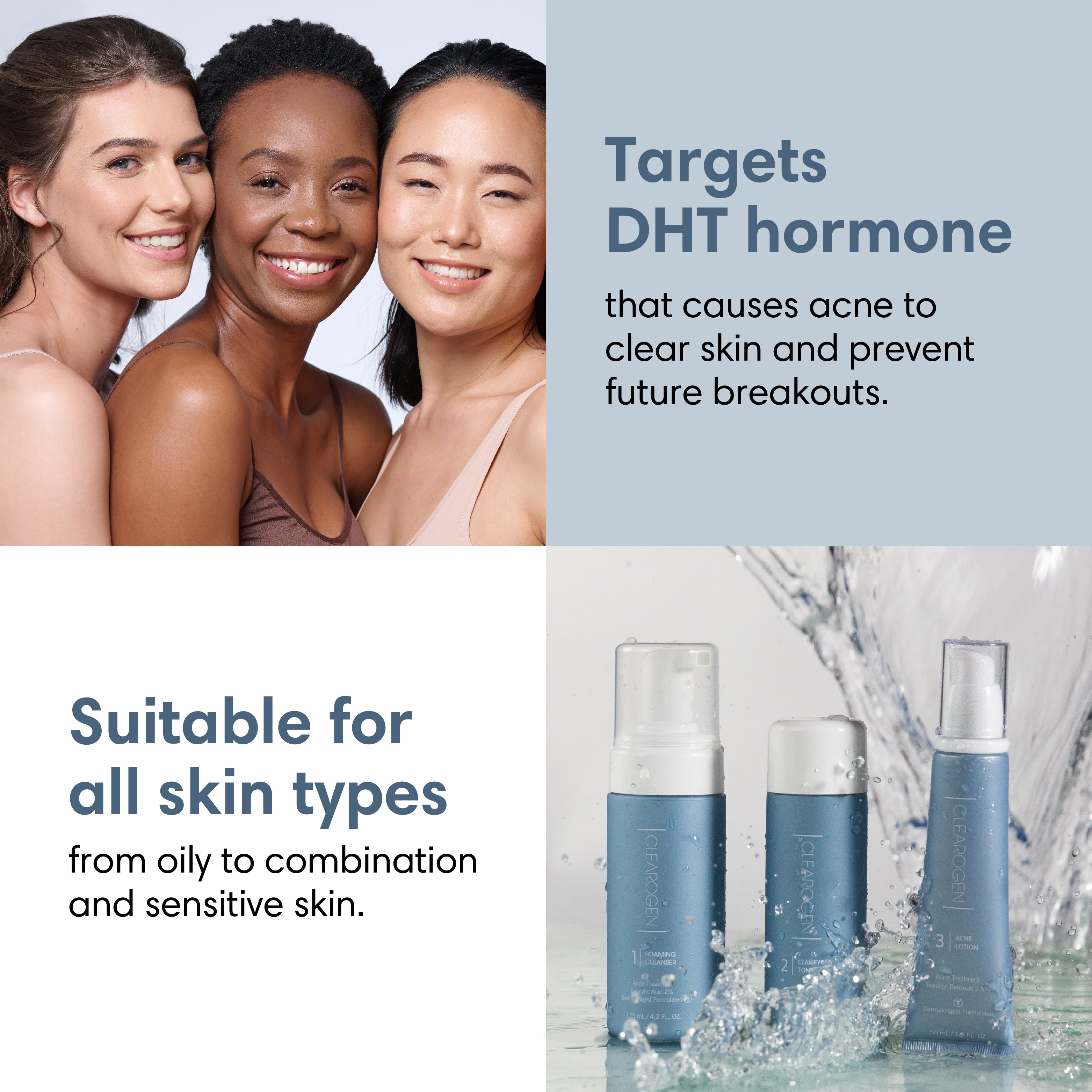 30-Day Sensitive Skin Acne Clearing 3 Step Treatment with Salicylic Acid - Clearogen