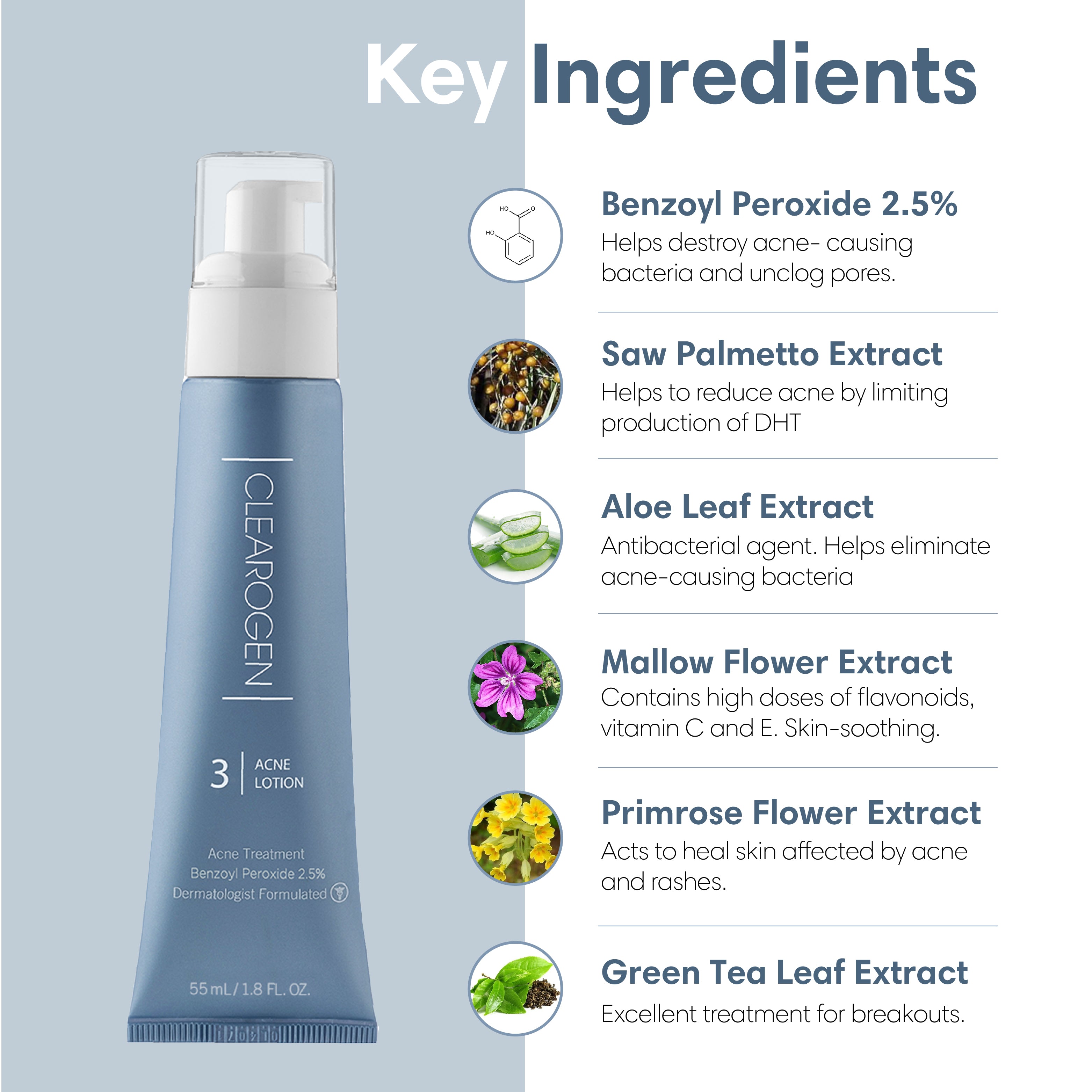 30-Day  Ultimate Acne Clearing 3-Step Treatment with 2.5% Benzoyl Peroxide - Clearogen